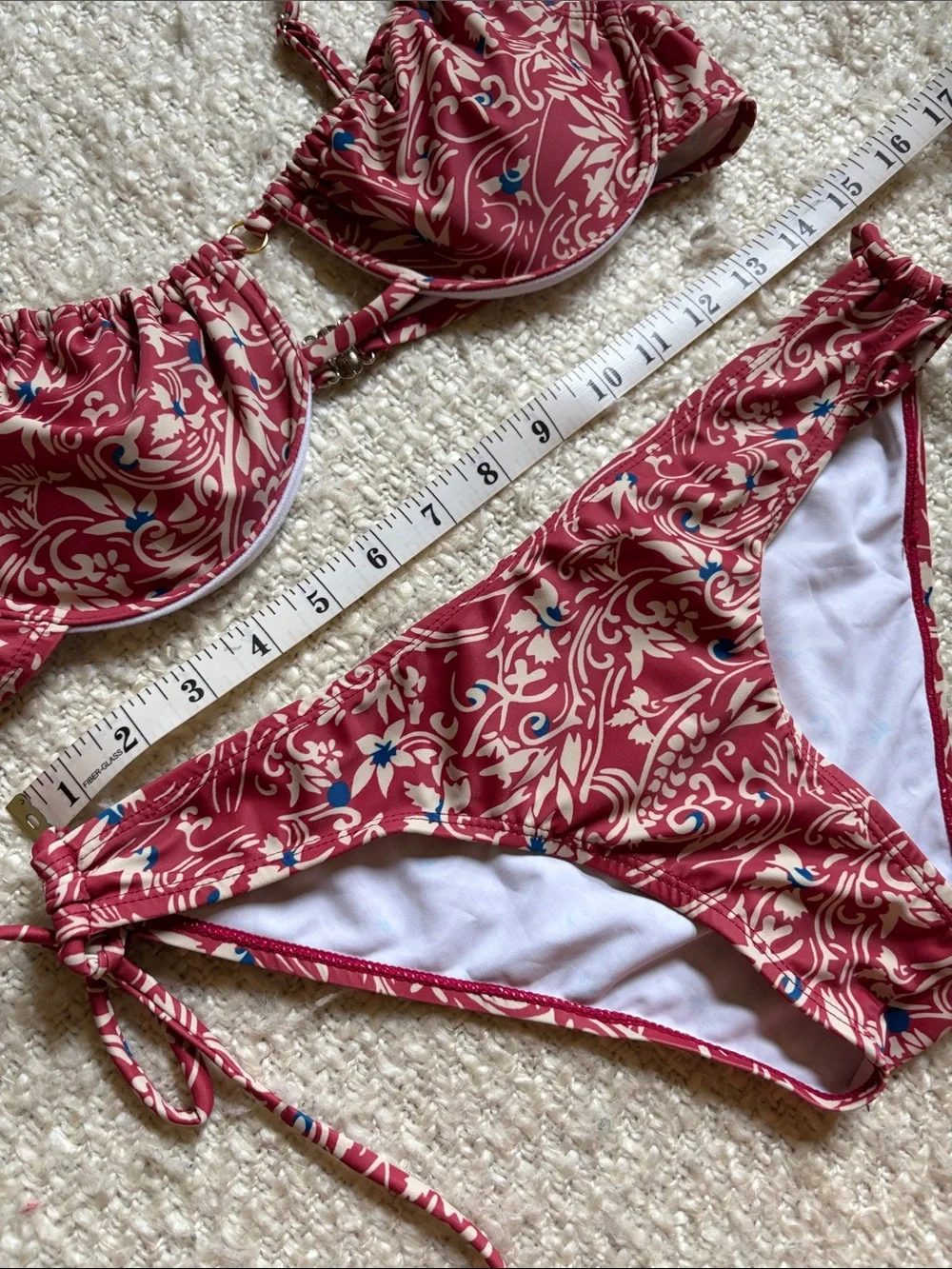 🥀 SHEIN WOMENS SIZE MEDIUM RED FLORAL BALCONETTE TOP BIKINI